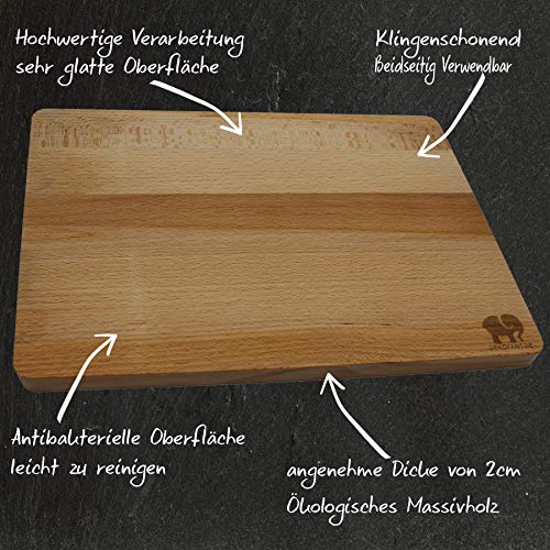Schneidebrett aus Holz (Buche) von Dekofant 30 x 20 x 2 cm