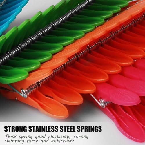 Clothes Pegs, 52 Packs Clothes Pegs for Washing Line Washing Pegs with Durable Spring, 4 Colors Washing Line Pegs Plastic Non Slip Laundry Pegs, Durable Laundry Clips, Rust Resistant - Image 3