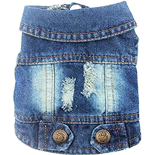 Doggyzstyle Pet Vests Dog Denim Jacket Hoodies Puppy Jacket For Small Medium Dogs (L, Blue) #TOP7