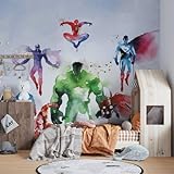 Muravie Marvel Heroes Wallpaper for Kids, Watercolor Effect Hulk Captain America Wonder Woman Wall M