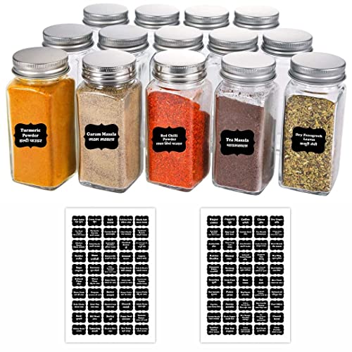CVANU Spice Printed Label Self-Adhesive/Waterproof/Removable Vinyl Sticker for Kitchen Pantry Food Labels, Jar Spice/Ingredient Labels (Multicolour, 100pcs)_C09