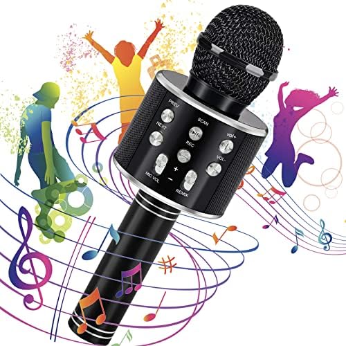 Microphone for Kids, Wireless Bluetooth karaoke kids Microphone with Flashing Colorful LED Lights Portable Speaker kids Karaoke Machine for girls boys