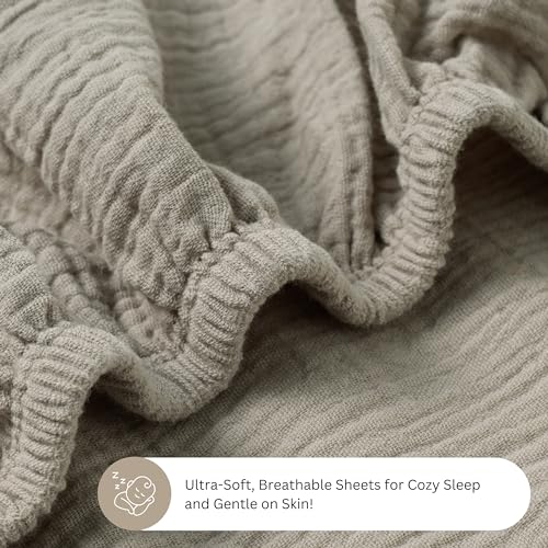 Image of Muslin Bassinet Sheets for Baby Delight Beside Me, BCOL, Chicco LullaGo, Delta Children Bondi, Skylar, Semphis by TansyPanda, 3PC, 20x32 in, Ultra Soft, Breathable, Snug Fit, Unisex Boys Girls, Maadi