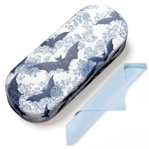 Luminzo Hard Shell Leather Sunglasses Case,Classic Fashionable Cute Large Glasses Case for Women Men,Sunglass Eyeglasses, Bats