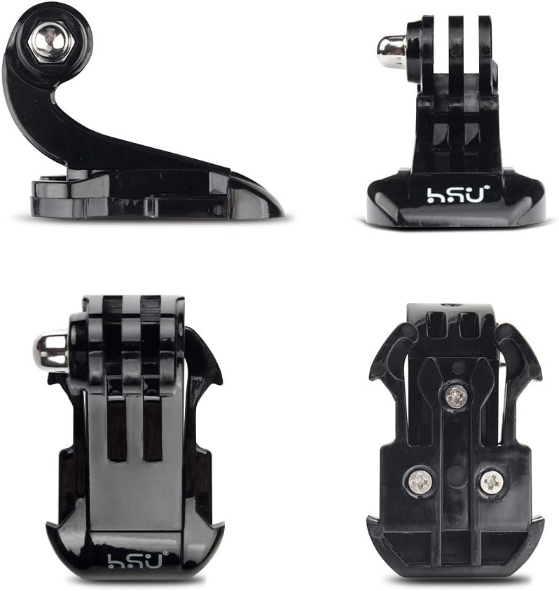 HSU Vertical Surface Quick Mounting J-Hook Buckle Mount, Long Thumb Screw Accessory Kit for GoPro Hero 13 12 11 10 9 8 7 6 5 4 3+ 3 AKASO Campark and Other Action Cameras (4 Pack, Black)