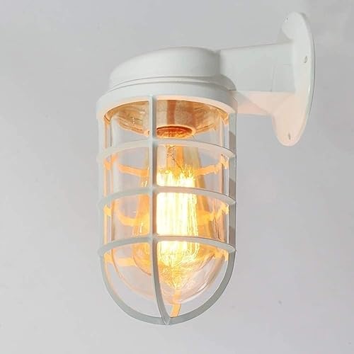 Miniatura 5 de Retro Metal Cage Wall Light Creative Wrought Iron Explosion-Proof Glass Wall Lamp Industrial Style Nautical Sconce for Bar Bedroom E27