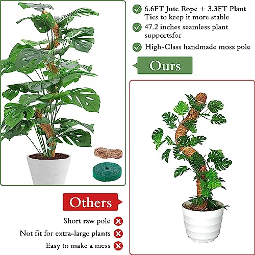 Joylivecy 47 Inch Moss Pole For Plants Monstera - Bendable Plant Stakes For Indoor, Moss Poles For Climbing Plants, Handmade Coco Coir Pole Plant Support For Creeper Plants Grow Upwards #TOP3