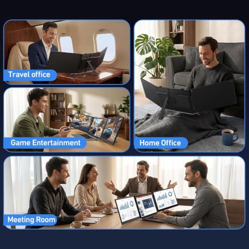 Image of Vixtan 14 inch Triple Laptop Screen Extender, 3.0 lbs Lightweight FHD IPS Portable Monitor for Laptop, USB-C Plug & Play Multi Screen Attachment for 13-17.3 inch laptops with Windows /Mac /Chrome