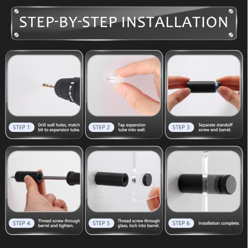 Image of Pelopy 12 Pcs Sign Standoff Screws Advertising Screws Stainless Steel Wall Standoff Mounts Glass Acrylic Nail (3 /4 x 2 Inch,Black)