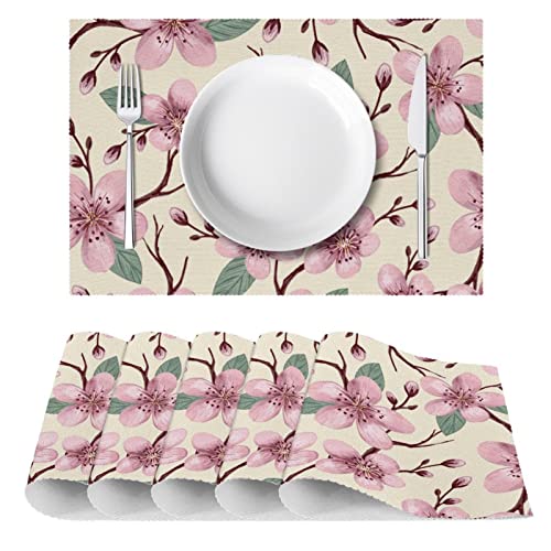 Sets de table fleurs de cerisier 30,5x45,7 cm pour dîner convivial - 3