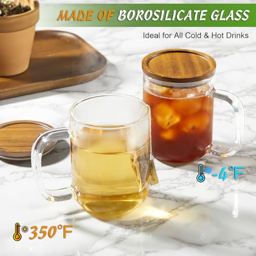 Set 2 Tazas de Vidrio para Café 12 oz con Tapa Madera miniatura 7