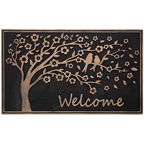 Felpudo LOLAhome Árbol de la Vida Negro Oriental Antideslizante Cover