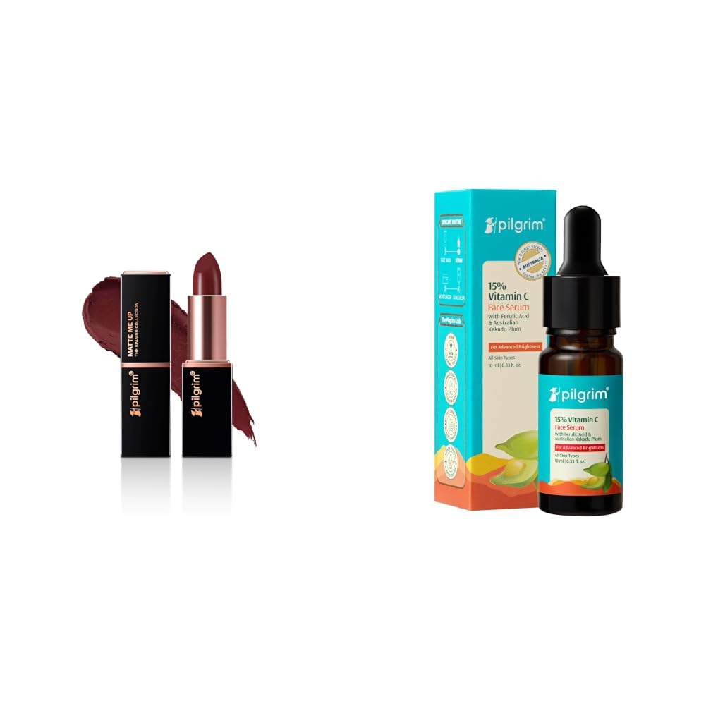 Pilgrim Matte Me Up Bullet Lipstick 4.2g & 15% Vitamin C Serum 10ml for Glowing Skin with Ferulic Acid & Kakadu Plum-image-33