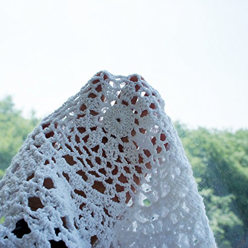 Ustide 31.5Inch White Round Handmade Crochet Sunflower Tablecloth Cotton Lace Table Doilies #TOP5