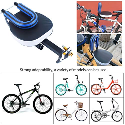 XIEEIX Child Bike Seat, Portable Retractable Foldable Front Mounted Kids Bike Seat, Suitable for Children 2~6 Years, Detachable Child Bike Seat Suitable for All Types of Bicycles (Blue)