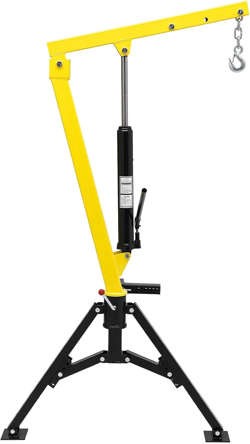 Garvee 1000 LB Electric Truck Crane,360° Swivel Heavy Duty Folding Jib Crane with 3500 LB Winch, Adjustable Height/Length Boom for Pickup Mounting - Construction, Farming, Industrial Lifting Solution