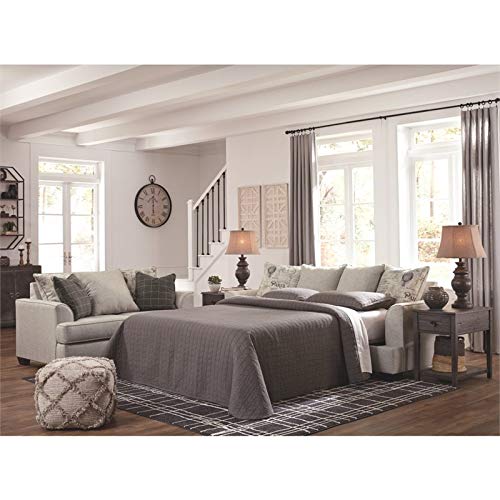 Signature Design By Ashley Velletri Chenille Stylish Queen Sofa Sleeper With 4 Accent Pillows, Beige #TOP2