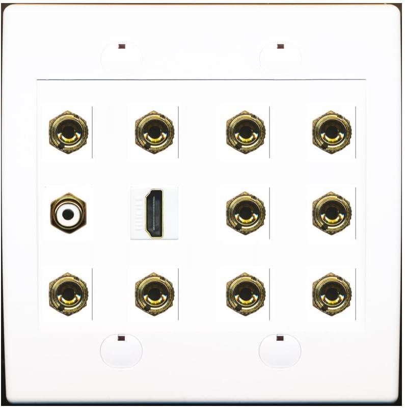 RiteAV 5.1 Surround Sound Speaker and 1 Port HDMI RCA Wall Plate 10 Banana - Flat 2 Gang [Black/Black]