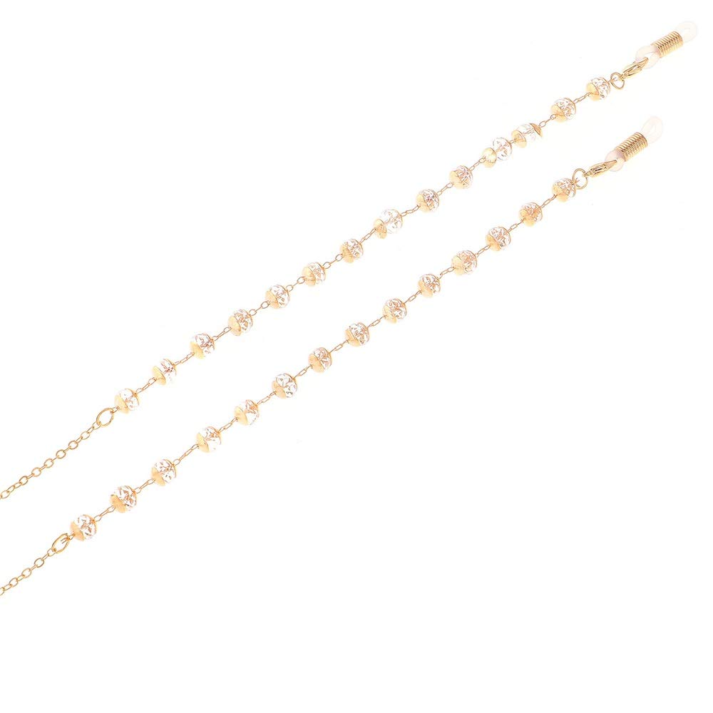 Sonnenbrillen-Kette, Brillenband, Weiße Kristallbrillenkette, rutschfest, von der Kette, Metallbrillenkettenschutz