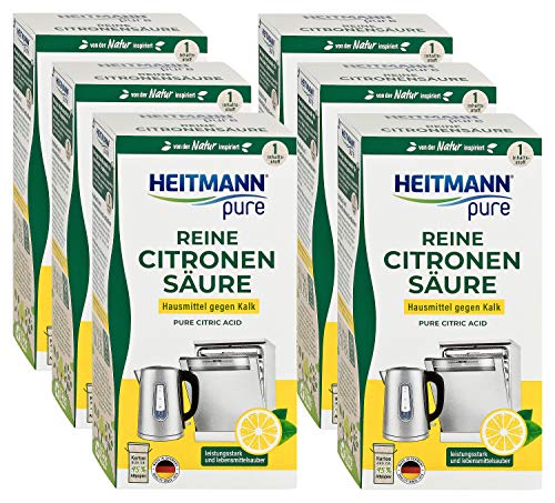 HEITMANN pure Reine Citronensäure: Ökologischer Bio-Entkalker - Pulver, 6x 350 g