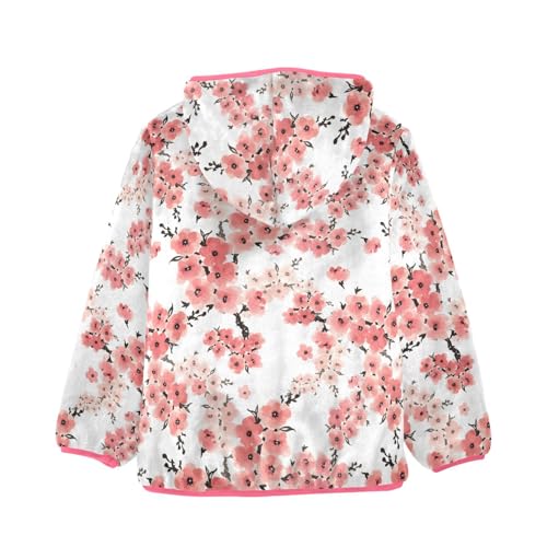 OTVEE Pink Blossoming Flowers Kids Hoodie Jacket Fall Spring Full Zip Warm Outwear Coat2
