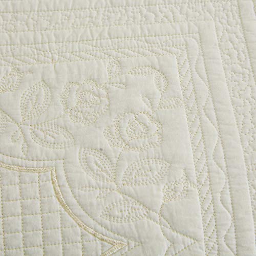 Brandream Luxury Farmhouse Bedding Set Queen Size Bedspread Cotton Quilt Set Off White Chic Matelasse Coverlet Set (98X106) With Standard Size Shams #TOP4