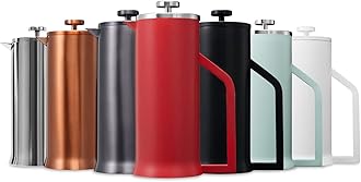 French Press Coffee Maker - Stainless Steel Double Wall Vacuum Insulated - Large Thermal Brewer 34 oz 1000 ml Red