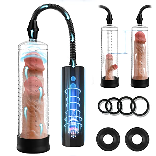 Electric Penis Pump Enlargement Vacuum Pump with 4 Extra Penis Rings and 2 Sleeves Automatic Rechargeable Male Enhancement Training Device to Increase Size and Strength