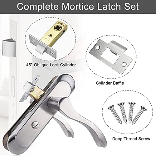 ZACUDA 5 Pcs Tubular Latch Tubular Mortice Latch 45 mm Lubricant Rebate 2.5Inch Tubular Door Latch Set Compatible with Various Door Lock Handles with Polished Plate & Screws for Internal Doors
