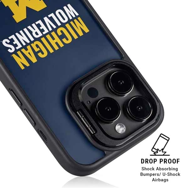 Skinit Kickstand Phone Case Compatible with iPhone 16 Pro Max - Officially Licensed University of Michigan Wolverines M Design