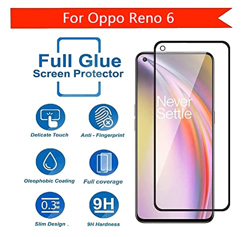Image of STP Tempered Glass 11D Screen Protector Guard Compatible For Oppo Reno 6 (Black, Pack of 1) Edge to Edge Coverage with Easy Installation Kit
