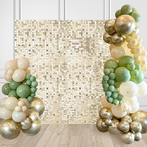9FTx4FT Light Gold Sequin Wall Backdrop for Birthday Wedding Baby Shower Decorations