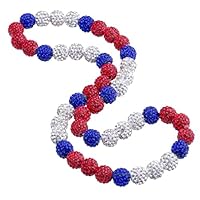 QINJIEJIE Baseball Necklaces Baseball Bead Necklace for Men, 18in Baseball Bling Necklaces Baseball Gifts, Red/White Rhinestone Baseball Drip Accessories Necklace Gifts for Baseball Team Lovers