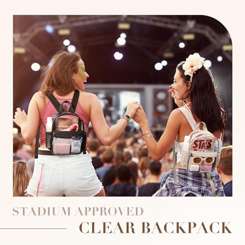Image of Missnine Mini Clear Backpack for Stadium Events, Small Clear Bag Stadium Approved PVC for Festivals, Concert Sport Events (Classic, Black-Classic)