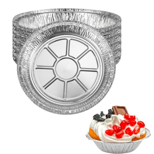 Armastuse 8 Inch Disposable Aluminum Foil Plates Round Tin Foil Pie Pans(10pack) Baking Tin Plates,Aluminum Foil Pie Pans