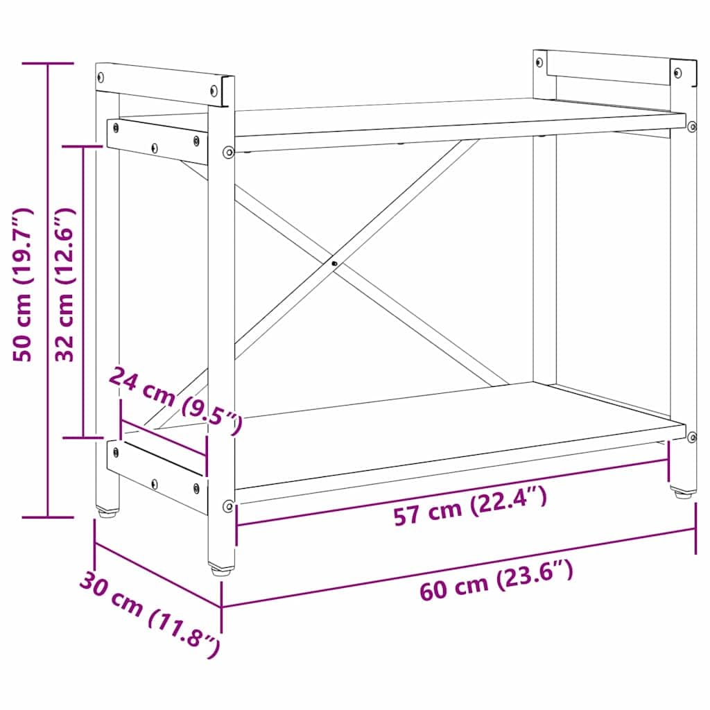 vidaXL Bücherregal Schwarz Eichen-Optik 60 x 30 x 50 cm Holzwerkstoff, Moderner Industrie-Bücherregal, Gestell für Stauraum, Deko Regal für die Wohnung, freistehender Buchschrank