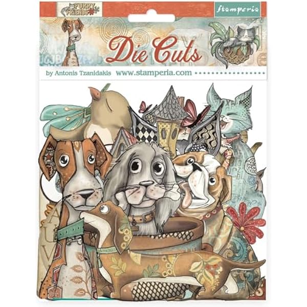 Stamperia - Die Cuts for Scrapbooks, Albums, Cards, Bullet Journals and More, Laser Cut Cardboard Shapes, Easy to Glue, Perfect for Hobbies, Crafts, and Gifting (Furry Friends) (Assorted)
