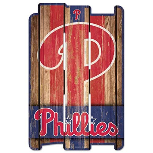 MLB Philadelphia Phillies Wood Fence Sign, Black
