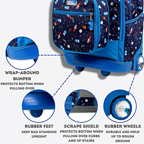 J World New York Unisex Kid's Duo Rolling Backpack With Lunch Box Set, Spaceship, One Size #TOP3