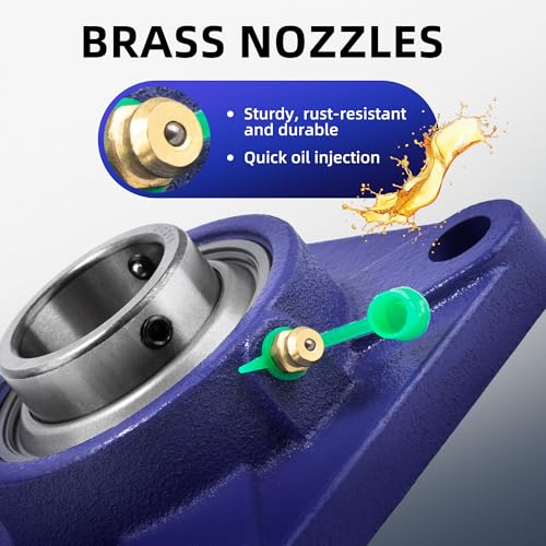 2 Stück UCF207 Vierkant Flanschlager mit Gehäuse,Schmiernippel aus Messing,Wellendurchmesser Ø 35 mm,Lagerstahl + Massiver Grauguss Generisch Spannlager,Quadratische Flansch Kugellager für Industrie