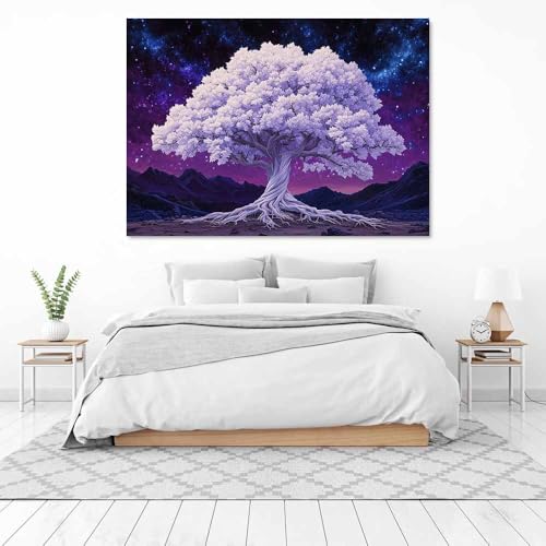Tableau mural moderne violet pour habiller un grand mur vide