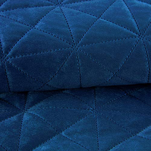 Eurofirany Zweiseitige Tagesdecke, LUIZ,3 Velvet/Satin, Bettüberwurf, Steppdecke, Weiche Sofadecke, Steppung Karomuster, Sesselschoner; (Dunkelblau, 70 x 160 cm) – Bild 4