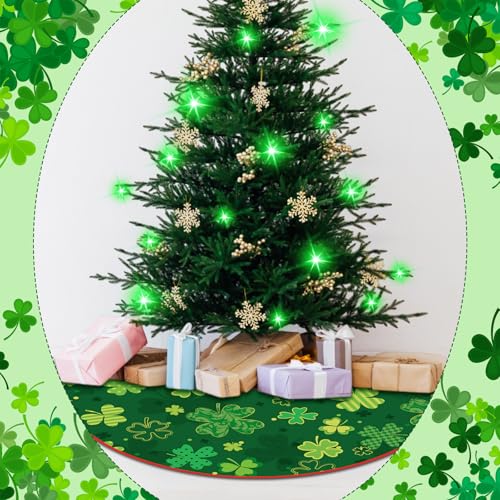 Blosssound 36 Inch St. Patrick's Day Tree Skirt Reversible St. Patrick's Day Mat Shamrock Love Heart Gnome Clover Double Sided Print Mat Christmas Tree Skirt for Holiday Party Decoration