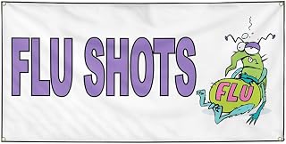 Vinyl Banner Sign Flu Shots White Purple Health Care Marketing Advertising White - 12inx30in, 4 Grommets, One Banner