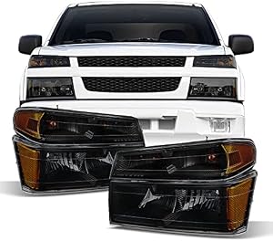 AKKON - For Chevy Colorado/GMC Canyon Black Smoke Headlights + Signal Lights Driver + Passenger Side Pair Set