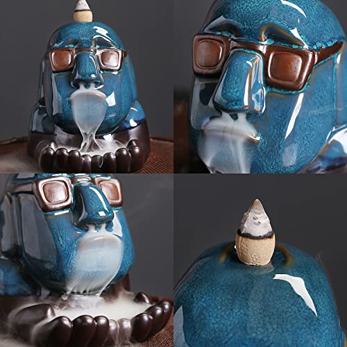 Ranerane Backflow Incense Holder Waterfall Incense Burner With 40 Sandalwood Incense Sticks 30 Incense Cones Aromatherapy Ornament Glasses Man Home Decor Desk Decor For Meditation Yoga Office #TOP1