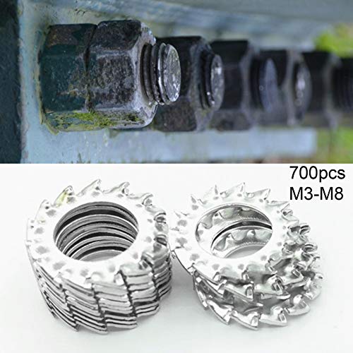 Mogen886 700Pcs M3-M8 Lock Washer Shakeproof Wear-Resistant External Tooth Washers For Connections Repair Tools Silver #TOP2