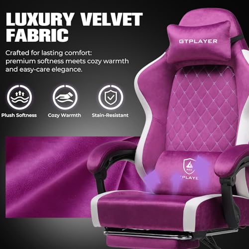 GTPLAYER Gaming Chair, Ergonomic Computer Chair with Footrest and Lumbar Support, High Back Recliner Chair 350lbs, Height Adjustable for Home Office, Purple by GTPLAYER - Used condition - Image 8
