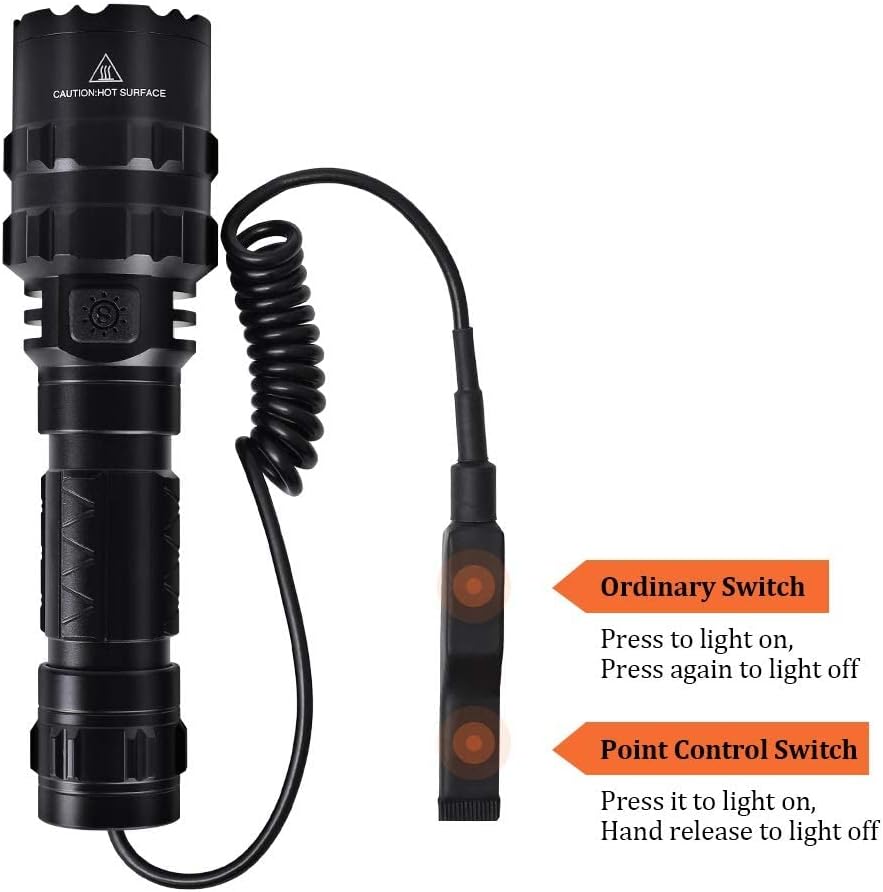 LUXJUMPER Red Light Hunting Flashlights Rechargeable 700 Yard 1800 Lumens Predator Tactical Flash Light Kit with Picatinny Rail Mount,Scope Mount, Pressure Switch for Coyote Hog Night Fishing