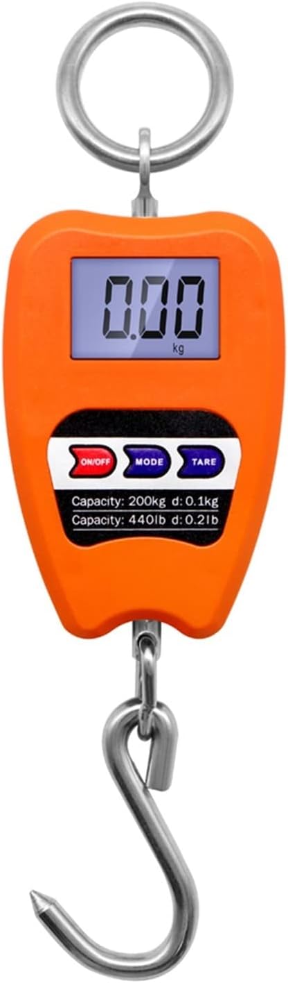 Digital Crane scalemini Crane Scale 200kilogram weighingDigital Industrial Crane Scale 200Kilogram /441poundHeavy Duty Hook scaleStainless Steel with Precision Sensor (O(Orange,S) (Black Small)